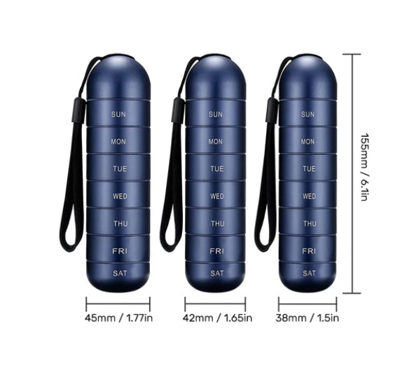 Organizador semanal de pastillas de aluminio – Viaje y uso diario