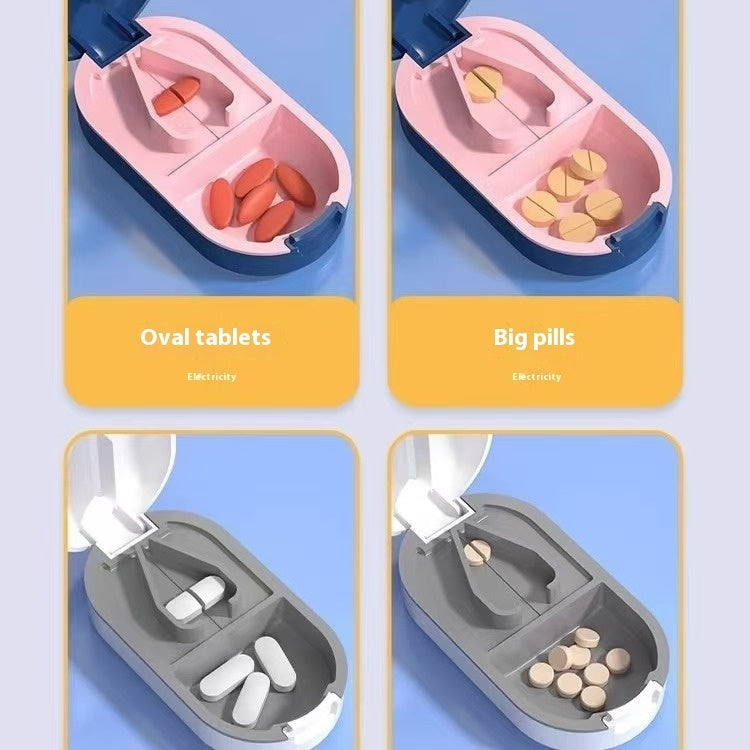 Pastillero deluxe portátil con cortador integrado – compacto y discreto