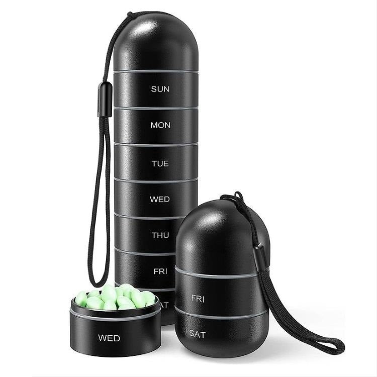 Organizador semanal de pastillas de aluminio – Viaje y uso diario