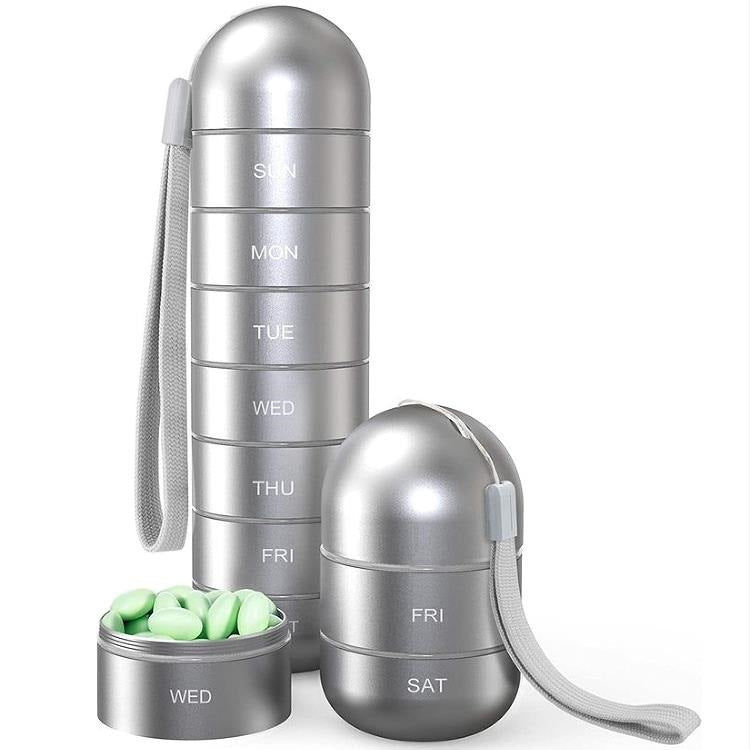 Organizador semanal de pastillas de aluminio – Viaje y uso diario