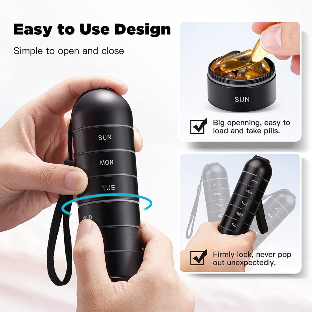 Organizador semanal de pastillas de aluminio – Viaje y uso diario
