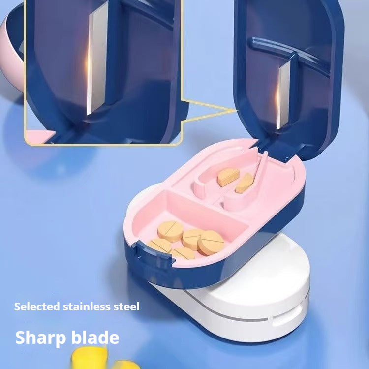 Pastillero deluxe portátil con cortador integrado – compacto y discreto