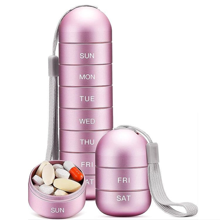 Organizador semanal de pastillas de aluminio – Viaje y uso diario